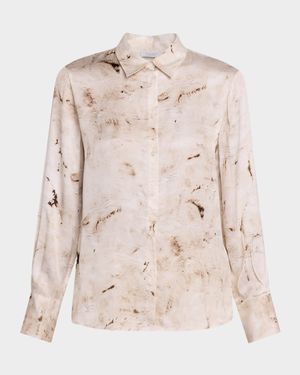 Abstract-Print Button-Front Shirt