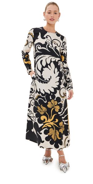 La DoubleJ Silk Long Sleeve Swing Dress Marea S