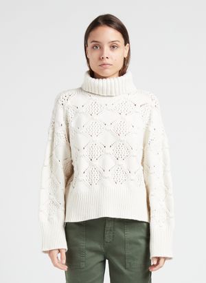 Vila - Pull col roulé en coton - Taille L - Beige