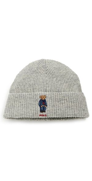 Polo Ralph Lauren Solid Denim Bear Beanie Andover Heather One Size