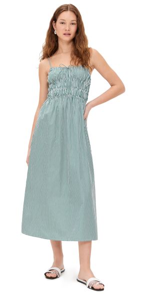 FAITHFULL Marianne Midi Dress Green Stripe 10