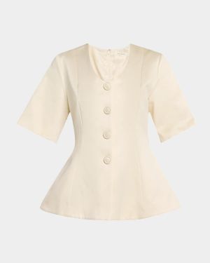 Merlina Button Flare-Hem Blouse