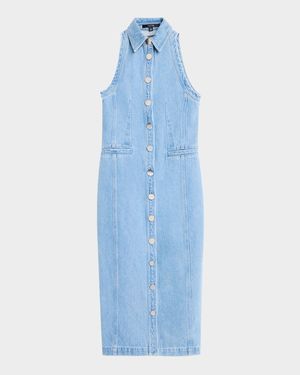 Palmer Button-Front Denim Midi Dress