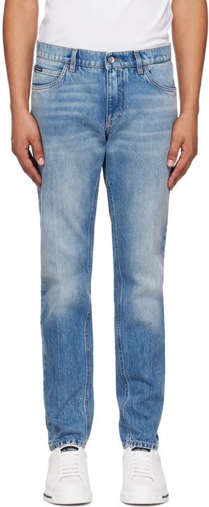 Dolce&Gabbana Jean bleu à effet délavé