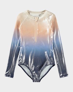 Girl's Necky Long-Sleeved One-Piece Swimsuit, Size 5-14