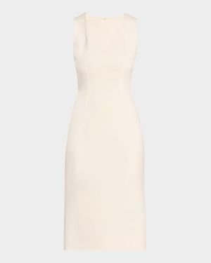 Square-Neck Crepe Sheath Dress