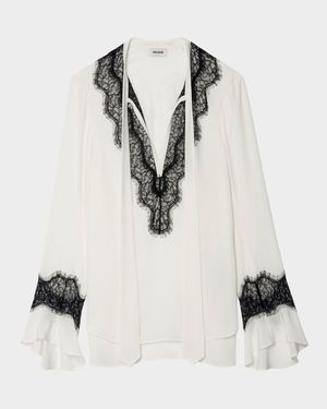 Tuan Lace Crepe de Chine Blouse
