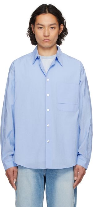 Solid Homme Blue Out Pocket Shirt