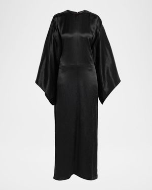 Satin Long-Sleeve Maxi Dress