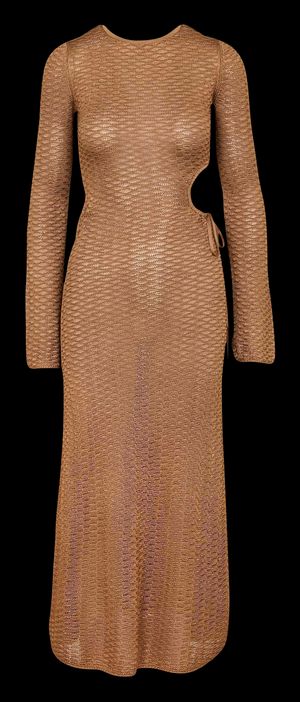 Ba&sh - Robe longue évasée col rond - Taille 3 - Marron