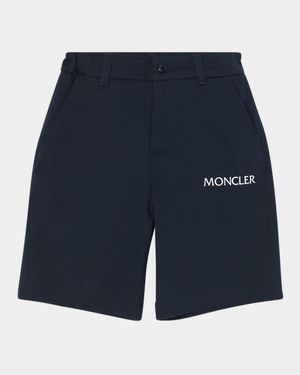 Boy's Contrast Logo-Print Shorts, Size 12-14