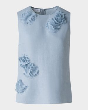3D Carnation Raw Linen Sleeveless Top