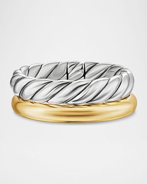 DY Mercer 2-Row Ring in Silver with 18K Gold, 8mm