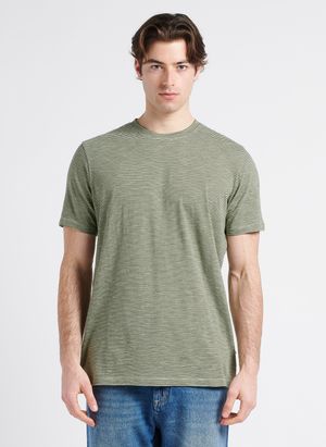 Knowledge Cotton Apparel - Tee-shirt col rond rayé en coton bio - Taille XL - Vert