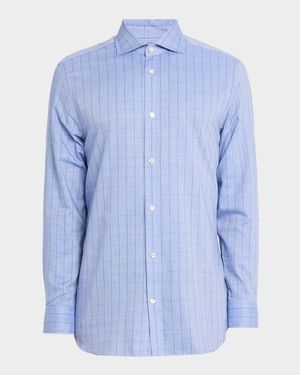 Men's Giza Cotton and Cashmere Tattersall Check Sport Shirt