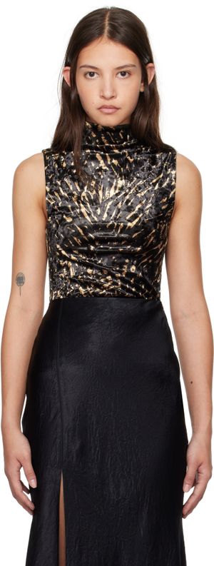 Nanushka Black & Brown Annyka Turtleneck