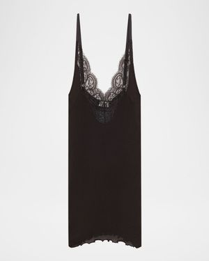 Ribbed Knit Tank Top with Lace Detail