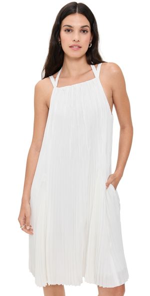Vince Pleated A-Line Pintuck Dress Off White XS