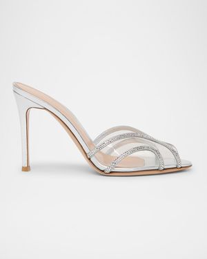 Organza Embellished Plexi Slide Mule Pumps