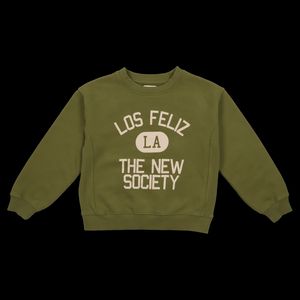 The New Society - Sweat col rond sérigraphié en coton - Taille 8A - Kaki