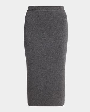 Fine Cashmere-Cotton Rib Pencil Skirt