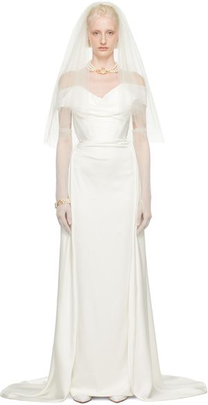 Vivienne Westwood Robe longue Edith blanche exclusive à SSENSE - Mariage