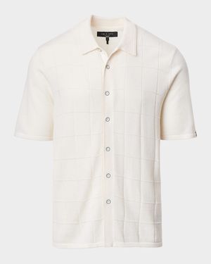 Men's Dalton Windowpane Knit Short-Sleeve Shirt
