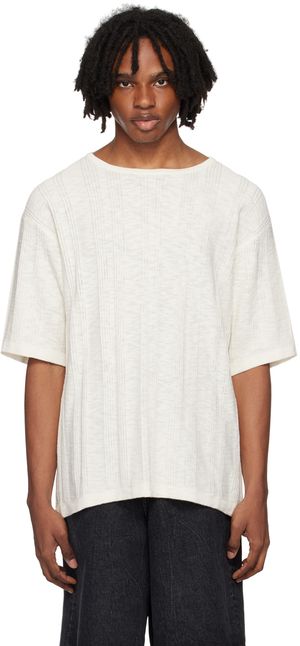 COMMAS T-shirt blanc cassé à ornements à points froncés