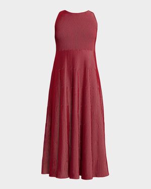 Sleeveless Striped Rib Knit Maxi Dress