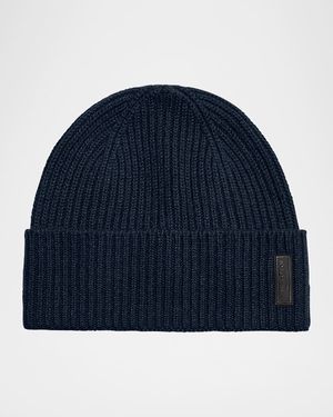 Men's Cashmere and Wool Cuff-Label Beanie Hat