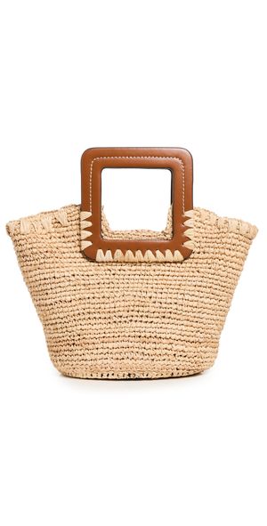 STAUD Shirley Raffia Mini Bucket Natural/Tan One Size