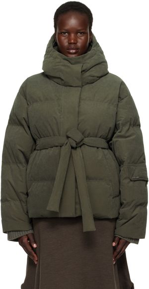 Holzweiler Blouson Steilia vert en toile brossée rembourré en duvet