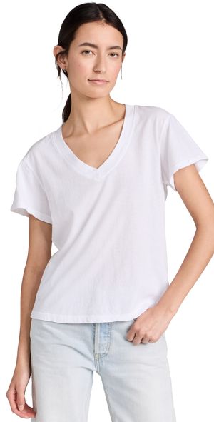 perfectwhitetee Hendrix Cotton Boxy V Neck Tee Heather Grey XS
