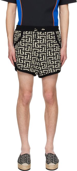 Balmain Short noir et blanc à monogrammes