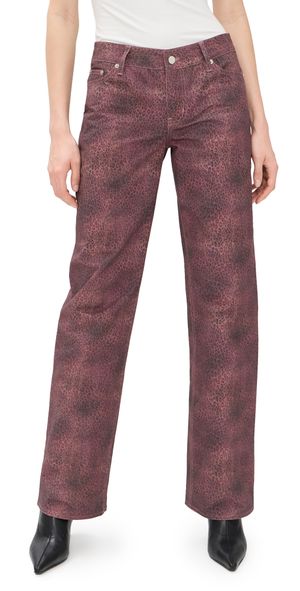Peachy Den Cicely Straight Leg Trousers Red Leopard XL