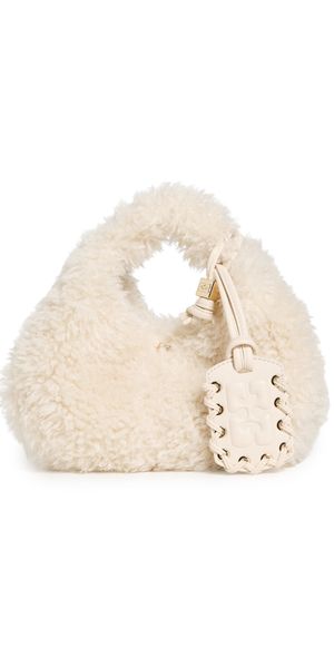 GANNI Hobo Mini Faux Fur Bag Egret One Size