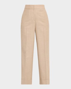 Cropped Pinstripe Wool-Blend Pants