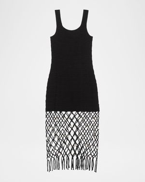 Nastia Fitted Net Midi Dress