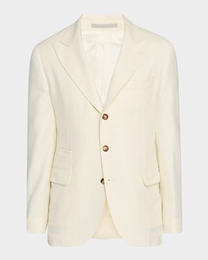 Men's Cavallery Twill Peak-Lapel Sport Coat