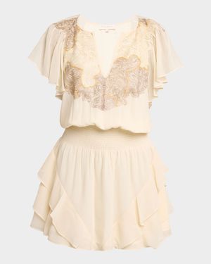 Ismeria Embroidered Chiffon Mini Dress
