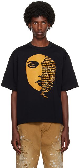 Kolor T-shirt noir à ornements floqués