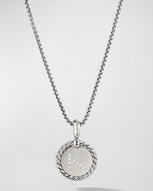 Cable Collectibles Initial Pendant with Diamonds in Silver, 28mm