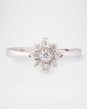 18K White Gold Diamond Flower Band Ring