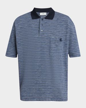 Men's Contrast-Collar Jersey Polo Shirt