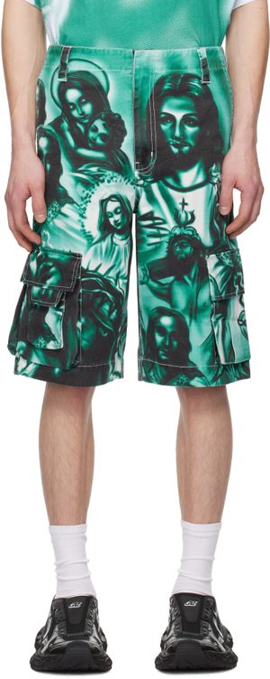 Gerrit Jacob Green Printed Cargo Shorts
