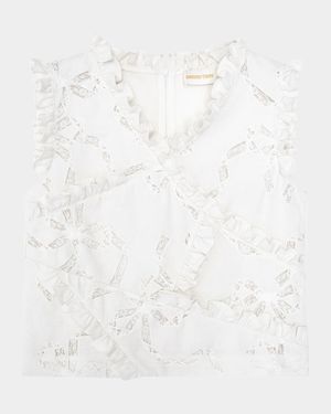 Sleeveless Lace Bow Patchwork Top