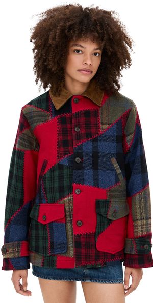 Polo Ralph Lauren Wool Patchwork Woven Coat Multi Patchwork L