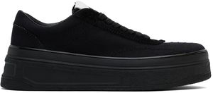 Jil Sander Baskets basses noires en canevas