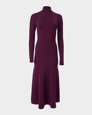 Turtleneck Wool-Blend Midi Dress