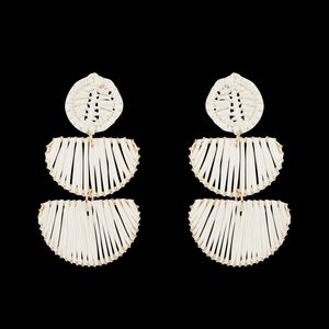 Feeka - Boucles d'oreilles en raphia - Taille Unique - Blanc